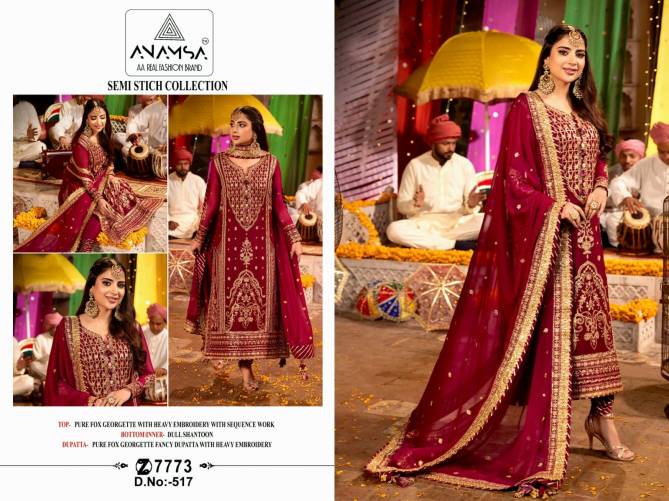 Anamsa 517 Embroidered Faux Georgette Pakistani Suit Wholesale Shop In Surat